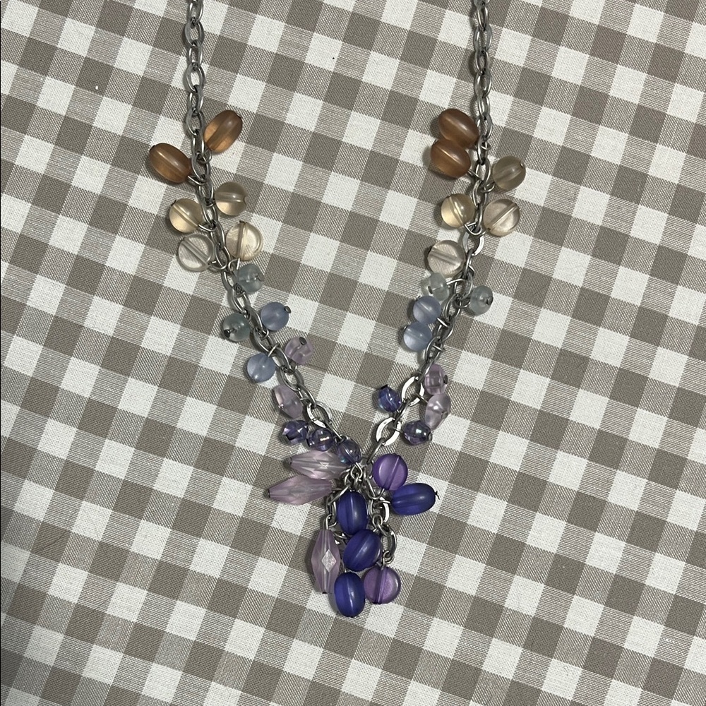 Coldwater Creek Beaded Purple Accent Multicolor Silver Necklace